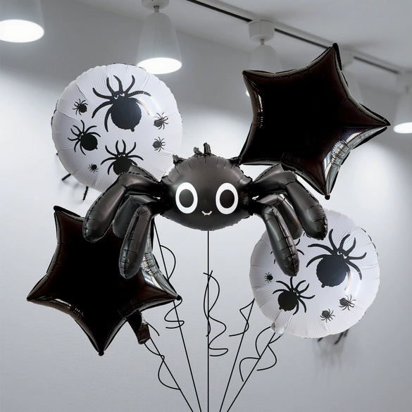 Halloween Spider Aluminum Film Balloon 5Piece Set Round Shape Party Decoration
