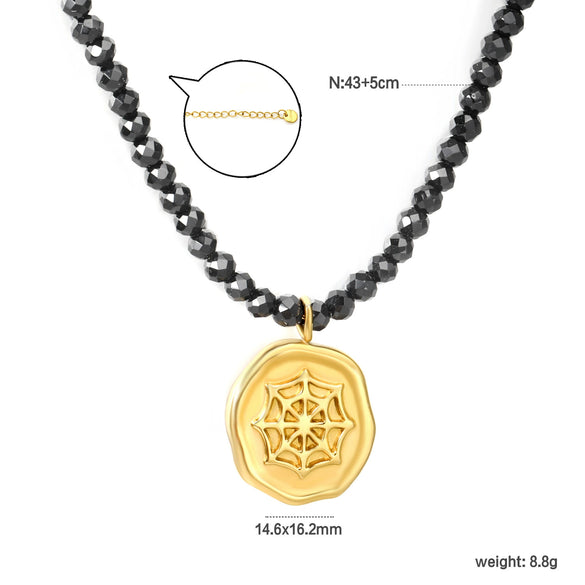 Halloween Spider Web Pendant Necklace Electroplated Stainless Steel Geometric Jewelry With Cross Chain For Women And Men