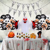 Halloween Tablecloth With Bloody Hand Design And Black Orange Sequins Aluminum Film And Foil Ghost Decorations Round Ornament Balloon And Nordic Flag