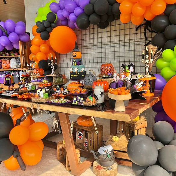 Halloween Theme Aluminum Film And Latex Balloons With Ghost Witch Bat Spider Design In Round Shape