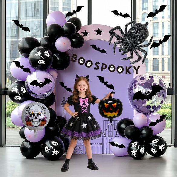 Halloween Theme Party Decoration Latex Balloon Arch Round Balloon Chain Carnival Set Package