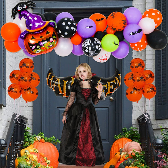 Halloween Theme Party Decoration Latex Balloon Chain Set With Ghost Festival Theme