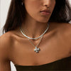 Hammered Geometric Cross Necklace For Women In Electroplated Stainless Steel With Gold Tone Chain Jewelry