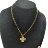 Hammered Geometric Cross Necklace For Women In Electroplated Stainless Steel With Gold Tone Chain Jewelry