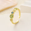 Hand Jewelry Copper Opal Sunflower Butterfly Open Ring Threepiece Set Electroplating Geometric Style