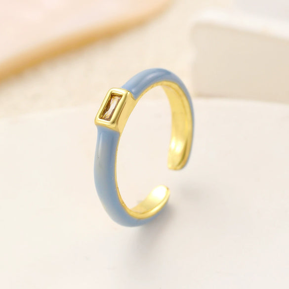 Hand Jewelry Copper Opal Sunflower Butterfly Open Ring Threepiece Set Electroplating Geometric Style