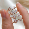 Hand Jewelry Copper Opal Sunflower Butterfly Open Ring Threepiece Set Electroplating Geometric Style