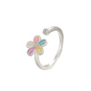Hand Jewelry Copper Opal Sunflower Butterfly Open Ring Threepiece Set Electroplating Geometric Style