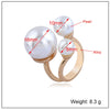 Hand Jewelry Creative Ring Pearl Joint Rhinestone Gold Plated Women's