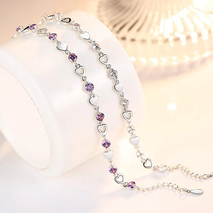 Hand Jewelry Heart-shaped Ladies Zircon Crystal Copper Bracelet Wholesale