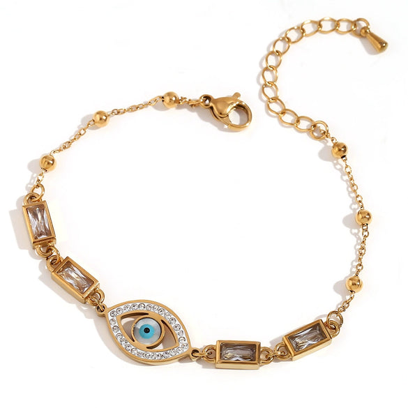 Hand Jewelry Stainless Steel Geometric Devil's Eye 18K Gold Plated Electroplated Bracelet For Women