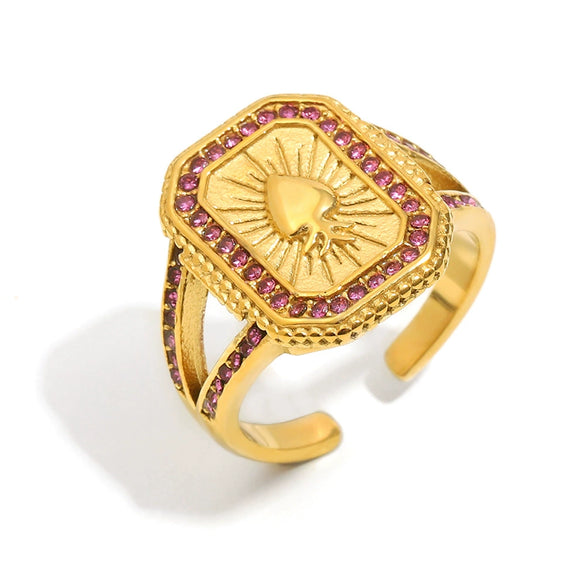Hand Jewelry Stainless Steel 18K Gold Plated Geometric Open Ring For Women