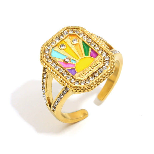 Hand Jewelry Stainless Steel 18K Gold Plated Geometric Open Ring For Women