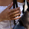 Hand Jewelry Stainless Steel 18K Gold Plated Geometric Plain Ring Inlaid With Diamond For Women