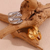 Hand Jewelry Stainless Steel 18K Gold Plated Geometric Water Drop Wave Staggered Dome Ring For Women