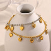 Hand Jewelry Stainless Steel 18K Gold Plated Heart Shape Ball Bead Bracelet