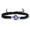 Hand Knitted Geometric Cord Bracelet With Gold And Silver Beads And Blue Eye Detail Flat Knot Good Luck Bracelet For Unisex