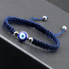 Hand Knitted Geometric Cord Bracelet With Gold And Silver Beads And Blue Eye Detail Flat Knot Good Luck Bracelet For Unisex