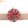 Hand Wound Natural Stone Tree Of Life Pendant Necklace With Colorful Crystal Gravel And Copper Accessories Fashion Jewelry
