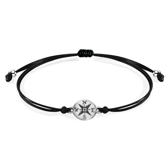 Hand Woven Geometric Alloy Compass Bracelet Unisex Friendship Couple Bracelet Graduation Gift Card Bracelet