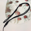Hand Woven Long Necklace With Black Beads And Flat Knots Wax Rope Sweater Chain Lanyard Pendant Rope Accessories