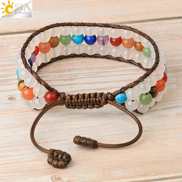 Hand Woven Natural Crystal Beaded Multilayer Bracelet Adjustable Gemstone Jewelry For Women And Unisex