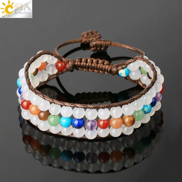 Hand Woven Natural Crystal Beaded Multilayer Bracelet Adjustable Gemstone Jewelry For Women And Unisex