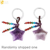 Hand Woven Natural Crystal Crescent Moon And Star Tassel Keychain Colorful Stone Rope Pendant Accessory Personality Style