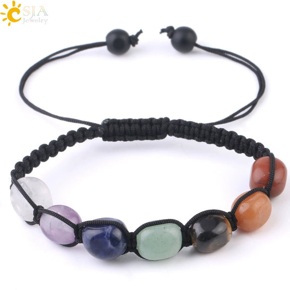 Hand Woven Natural Stone Bracelet With Oval Crystal And Semi Precious Stone Geometric Adjustable Unisex Bracelet