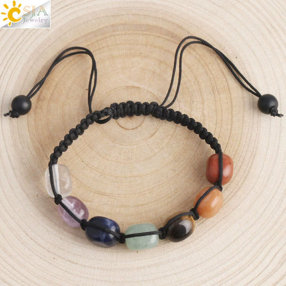 Hand Woven Natural Stone Bracelet With Oval Crystal And Semi Precious Stone Geometric Adjustable Unisex Bracelet