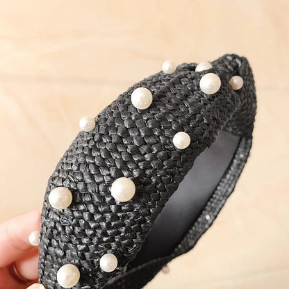 Hand-Woven Pearl Headband Female Headdress Simple Korean Hairpin Pressure Bale Wash Face