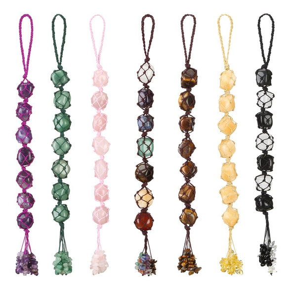 Hand Woven Stone Pendant Car Pendant With 7 Color Natural Stone