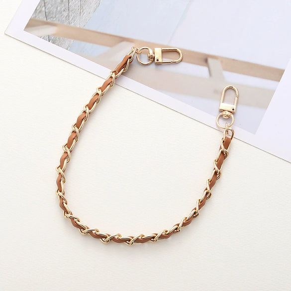 Handheld Chain Jewelry Accessories Metal Leather Double Chain Hand Knitted