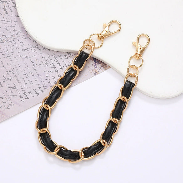 Handheld Chain Jewelry Accessories Metal Leather Double Chain Hand Knitted
