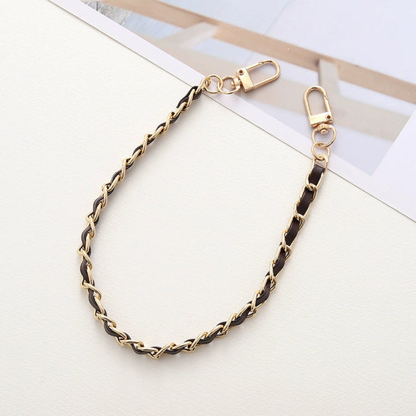 Handheld Chain Jewelry Accessories Metal Leather Double Chain Hand Knitted
