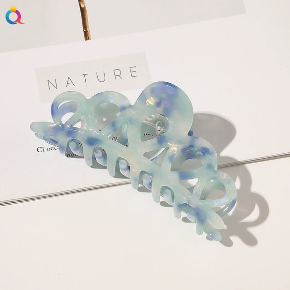 Handmade Acetate Leopard Print Shark Hair Clip For Women Retro Geometric Hair Accessory