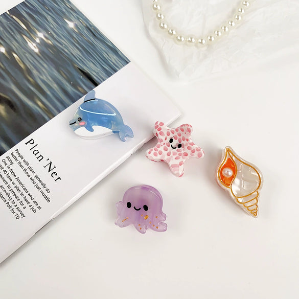 Handmade Acetic Acid Cartoon Ocean Animals Hair Clips For Women