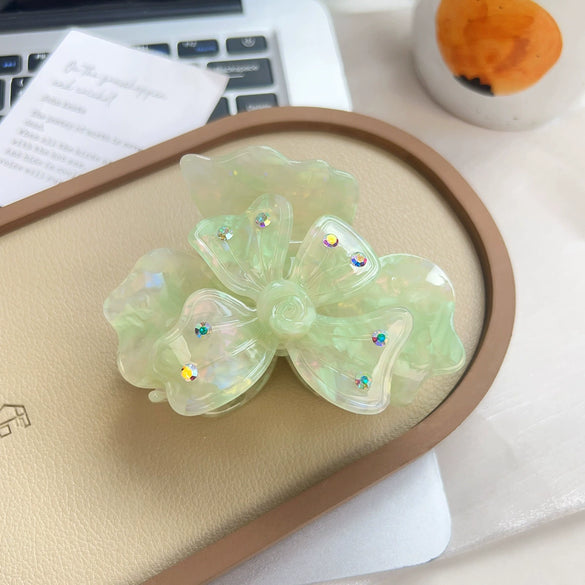 Handmade Acetic Acid Fourleaf Clover Flower Hair Clip For Women