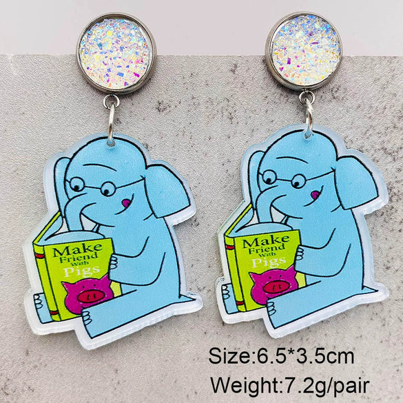 Handmade Acrylic Cartoon Animal Zodiac Geometric U Shaped Earrings