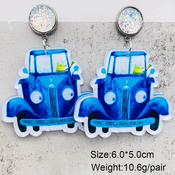Handmade Acrylic Cartoon Animal Zodiac Geometric U Shaped Earrings