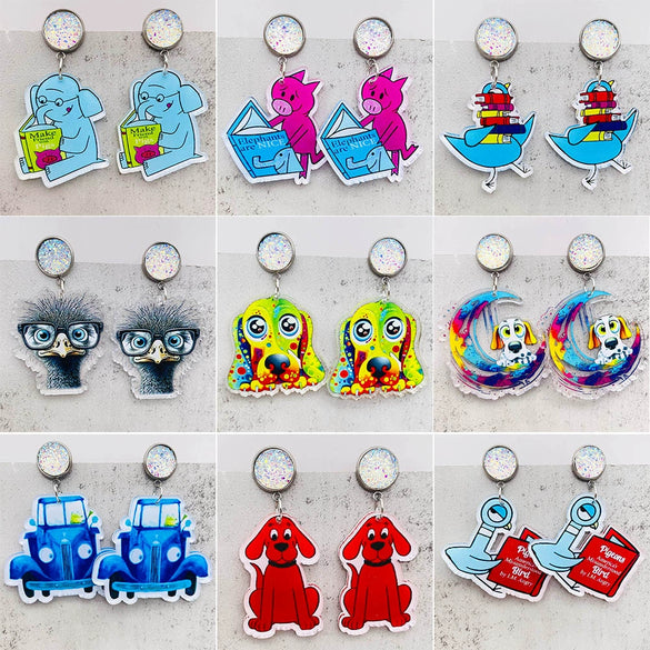 Handmade Acrylic Cartoon Animal Zodiac Geometric U Shaped Earrings