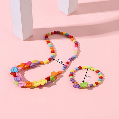 Korean Style/Korean Style Flowers Plastic Handmade Flowers Ball Bead Chain Colorful Beads Necklace Necklace