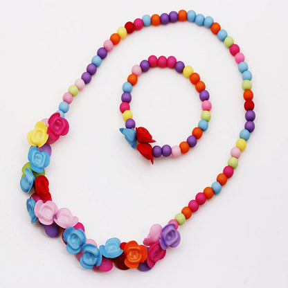 Korean Style/Korean Style Flowers Plastic Handmade Flowers Ball Bead Chain Colorful Beads Necklace Necklace