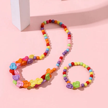 Korean Style/Korean Style Flowers Plastic Handmade Flowers Ball Bead Chain Colorful Beads Necklace Necklace