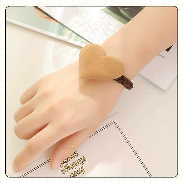 Handmade Acrylic Flocking Bow Hair Tie Cartoon Style Ponytail Elastic Hair Band For Women Hair Accessories