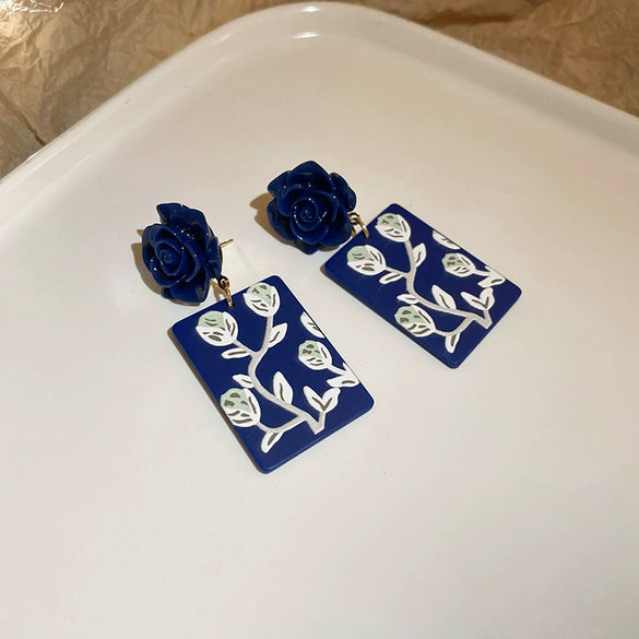 Handmade Acrylic Flowershaped Sunflower And Flamingo Earrings With French Oil Painting Style For Women