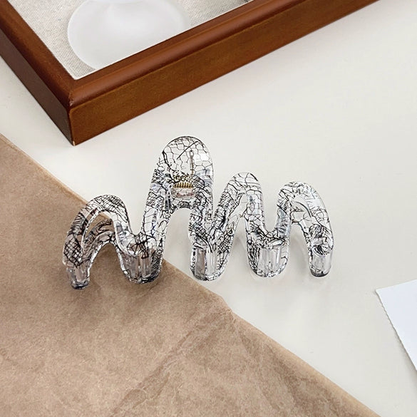 Handmade Acrylic Transparent Hair Grasp Clip With Lace Bow Pattern For Women