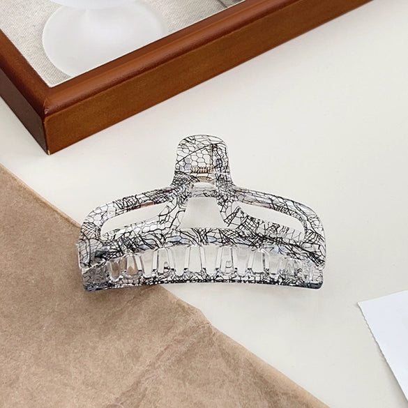 Handmade Acrylic Transparent Hair Grasp Clip With Lace Bow Pattern For Women