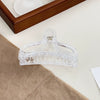 Handmade Acrylic Transparent Hair Grasp Clip With Lace Bow Pattern For Women