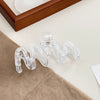 Handmade Acrylic Transparent Hair Grasp Clip With Lace Bow Pattern For Women